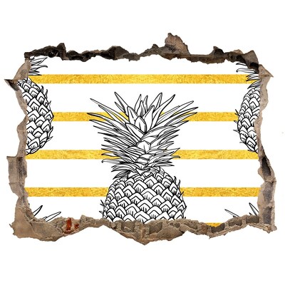 Samolepící nálepka beton Ananas na pozadí zlatých pruhů