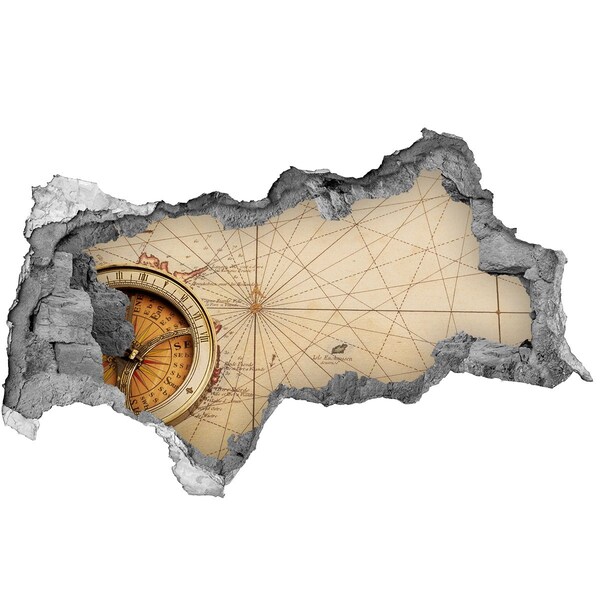 Samolepící díra na stěnu Kompas na mapě