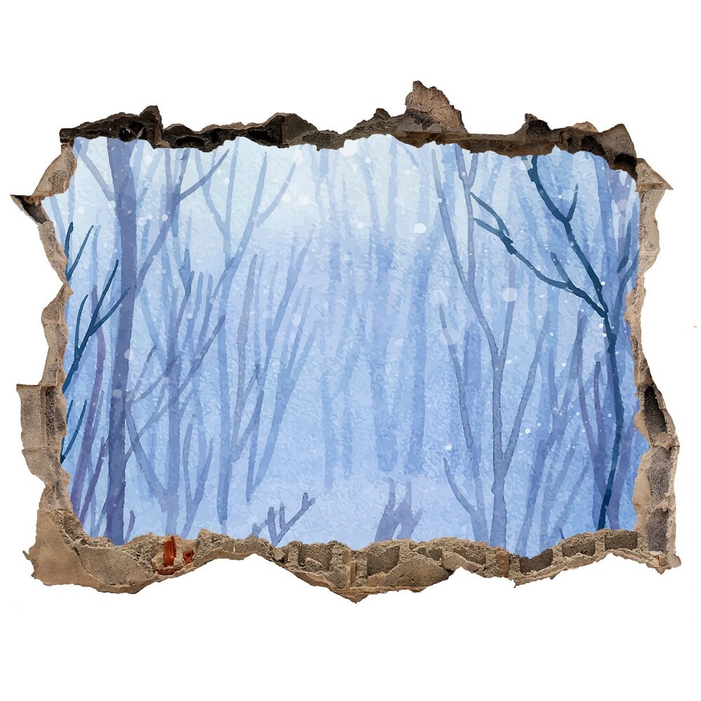Díra 3D ve zdi nálepka Cihla les zima