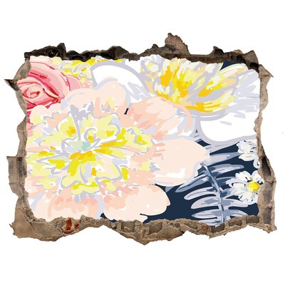 Nálepka 3D díra na zeď Květinová zahrada za zdí