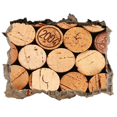 Nálepka 3D díra Zátky od vína za zdí