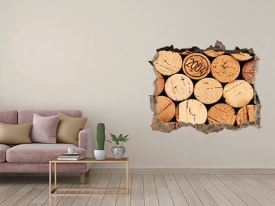 Nálepka 3D díra Zátky od vína za zdí