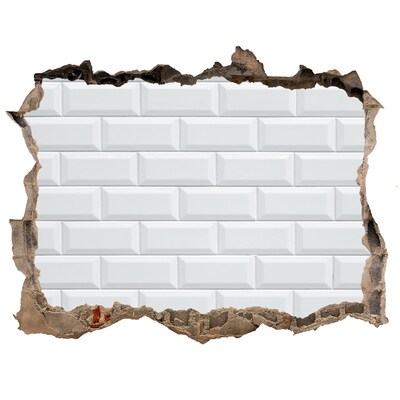 Fototapeta díra na zeď Poškozená zeď s bílými dlaždicemi