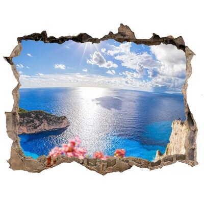 Díra 3D ve zdi nálepka Výhled z útesu nad mořem