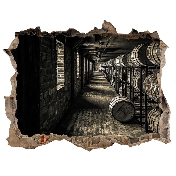 Fototapeta díra na zeď 3D Interiér sklepa s sudy