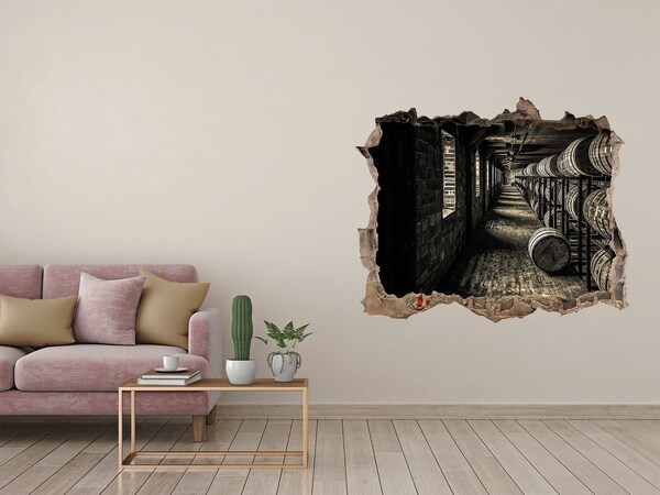 Fototapeta díra na zeď 3D Interiér sklepa s sudy