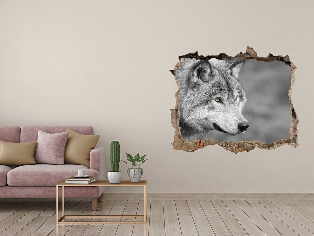Díra 3D fototapeta na stěnu Šedý vlk