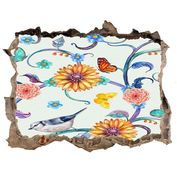 Díra 3D fototapeta nálepka Květinový ráj za dírou