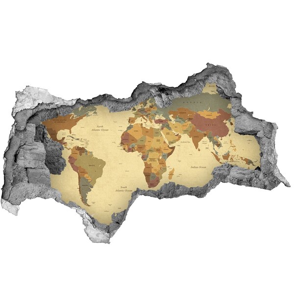 Samolepící díra na stěnu Politická mapa