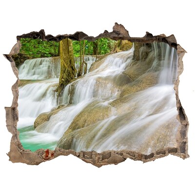 Díra 3D ve zdi nálepka Vodopády