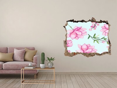 Nálepka 3D díra na zeď Květinový sen za zdmi