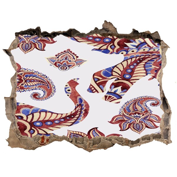 Díra 3D fototapeta nálepka Barevné vzory v díře ve zdi