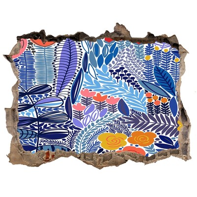 Nálepka 3D díra samolepící Tropická zahrada s dírou ve zdi