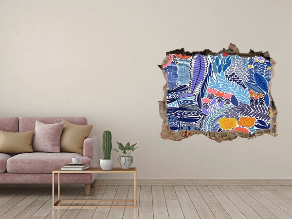 Nálepka 3D díra samolepící Tropická zahrada s dírou ve zdi