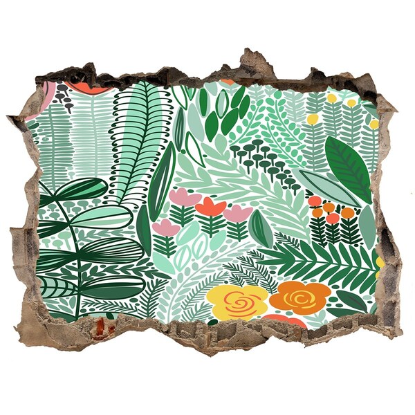 Nálepka 3D díra na zeď Díra ve zdi Květinová zahrada