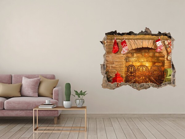 Samolepící nálepka na zeď Krb s vánoční atmosférou