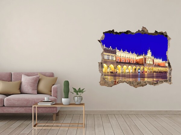 Fototapeta díra na zeď 3D Hlavní náměstí v Krakově v noci