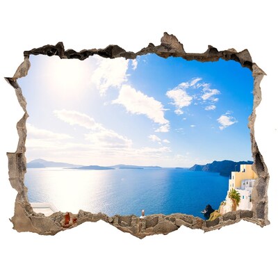 Díra 3D ve zdi nálepka Santorini Řecko