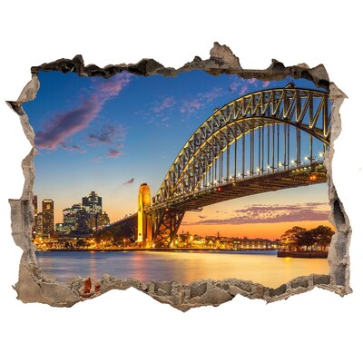 Díra 3D ve zdi nálepka Panorama Sydney