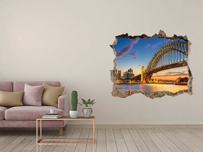 Díra 3D ve zdi nálepka Panorama Sydney