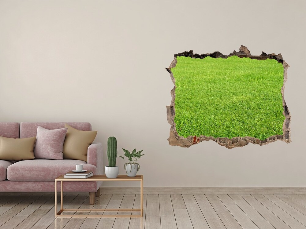 Díra 3D ve zdi nálepka Zelená tráva