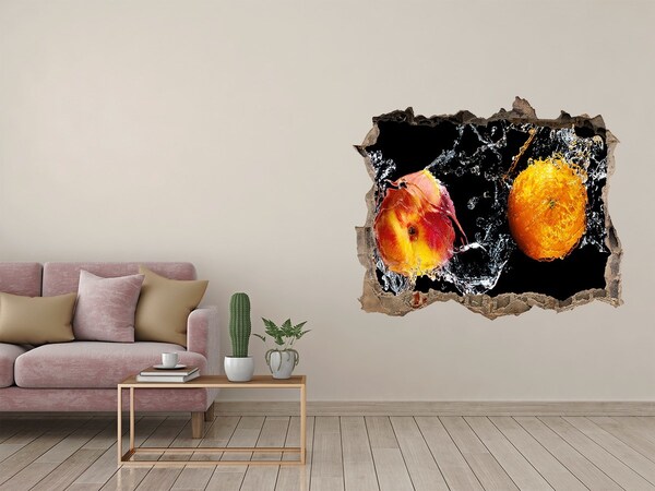 Nálepka 3D díra na zeď Ovoce a voda