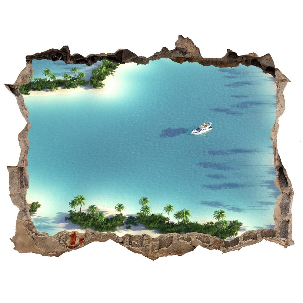 Díra 3D ve zdi nálepka Ostrovy tvar srdce
