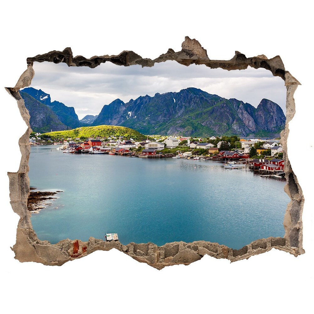 Díra 3D ve zdi nálepka Lofoty Norsko