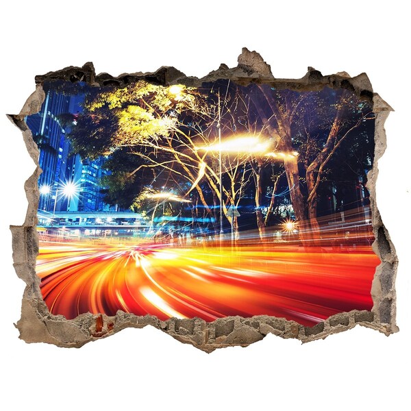 Fototapeta díra na zeď 3D Město v pohybu v noci