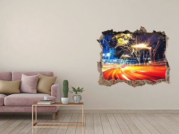 Fototapeta díra na zeď 3D Město v pohybu v noci