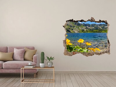 Díra 3D ve zdi nálepka Jezero v horách