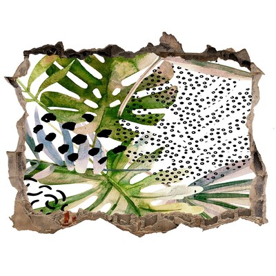 Nálepka 3D díra na zeď Tropická zahrada s dírou ve zdi