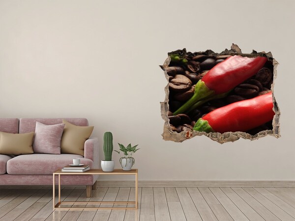 Nálepka 3D díra na zeď Chilli a kváa