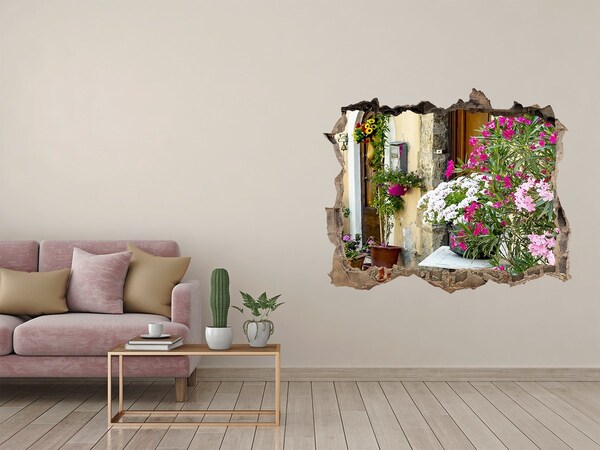 Fototapeta díra na zeď 3D Květinový koutek ve městě