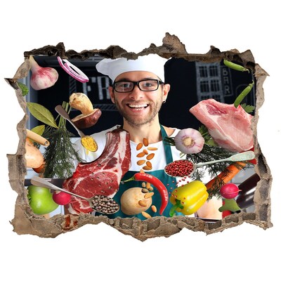 Nálepka 3D díra na zeď Kuchyňské šílenství