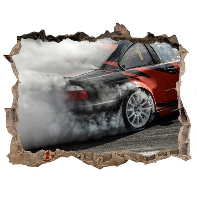 Foto fotografie díra na zeď Závodní auto v akci