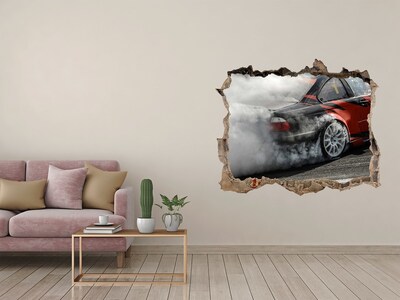 Foto fotografie díra na zeď Závodní auto v akci