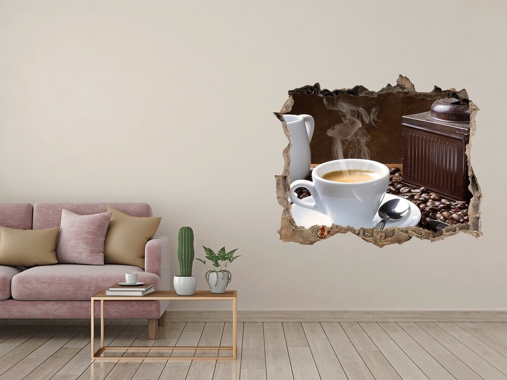 Nálepka díra na zeď Rohlíky a káva