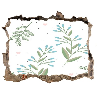 Nálepka 3D díra na zeď samolepící Zelená zahrada v díře ve zdi