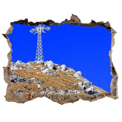 Díra 3D ve zdi nálepka Horská krajina skrz díru ve zdi