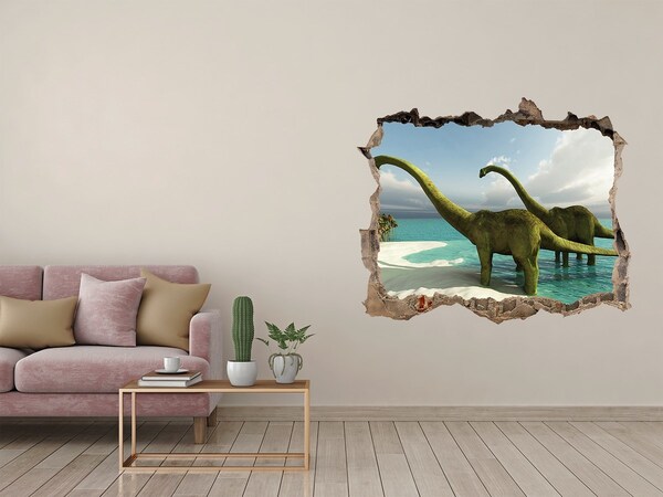 Díra 3D fototapeta nálepka Dinozaury na pláži