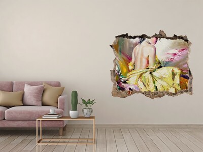 Díra 3D fototapeta nástěnná Žena ve žlutých šatech