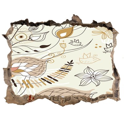 Nálepka 3D díra samolepící Jarní ptáci v zahradě