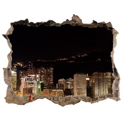 Fototapeta díra na zeď 3D Hongkong noc