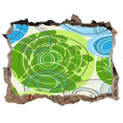 Díra 3D fototapeta nálepka Vzory v zelené a modré barvě