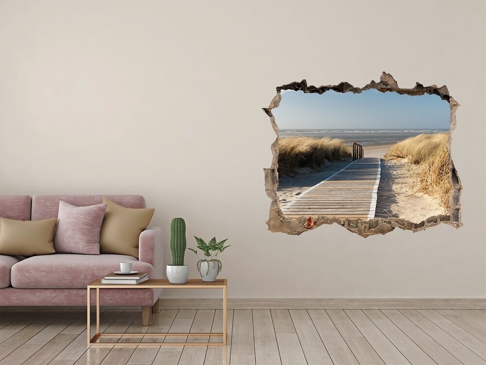 Díra 3D ve zdi nálepka Stezka na pláž