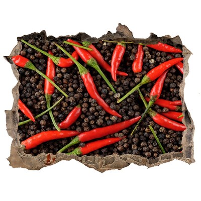 Nálepka 3D díra Díra ve zdi s kořením