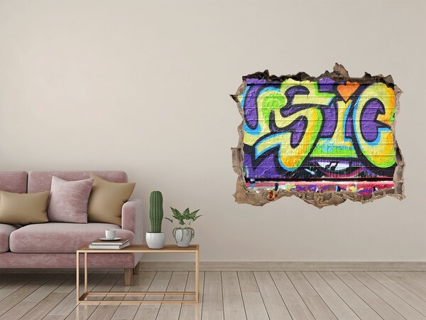 Foto fotografie díra na zeď Graffiti na poškozené zdi