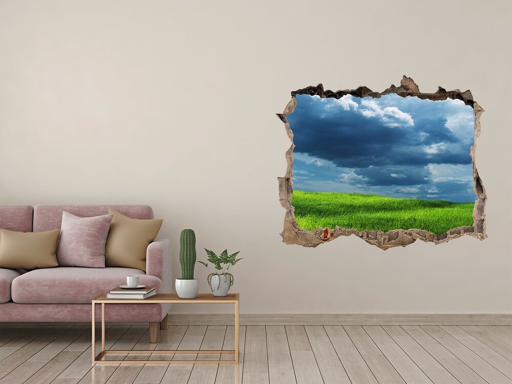 Díra 3D ve zdi nálepka Bouřové mraky