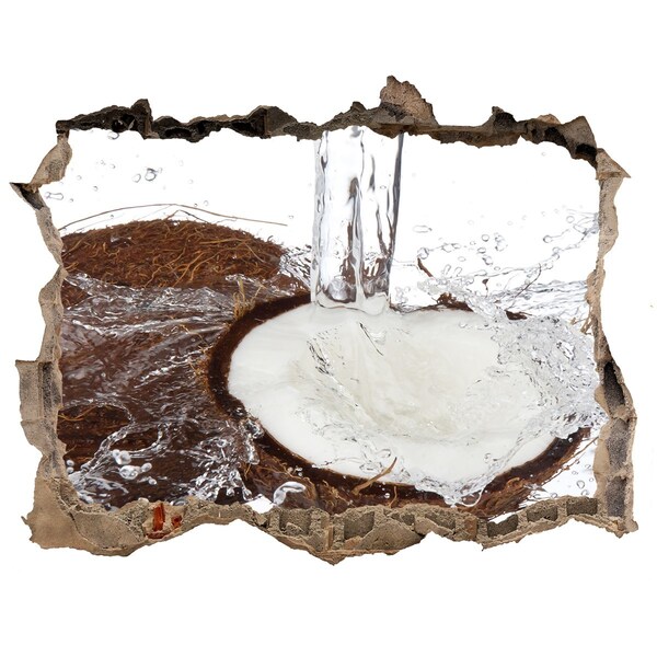 Nálepka 3D díra Kokos v proudu vody